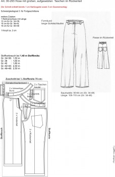 00-293 Hose mit aufgesetzten Taschen im Rückenteil