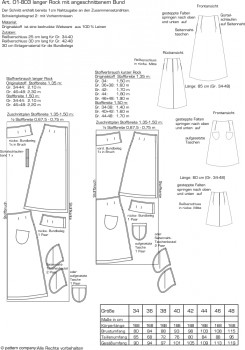 01-803 langer Rock mit angeschnittenem Bund
