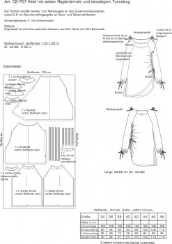 02-757 Kleid mit weiten Raglanärmeln und einseitigem Tunnelzug