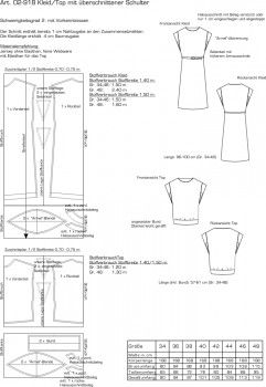 02-918 sommerliches Kleid / Top mit überschnittener Schulter