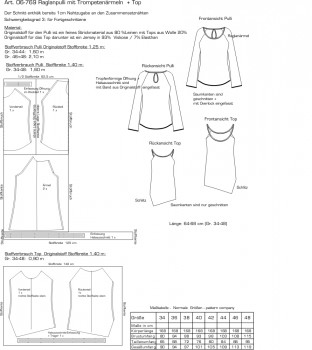 06-769 Raglanpulli mit Trompetenärmeln und Top