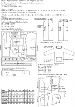 BS 21 Kapuzenshirt+Hose mit aufgesetzten Taschen für Jungs Gr. 92-134