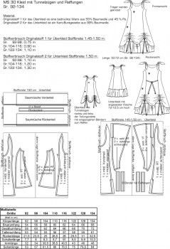 MS 30 Kleid mit Tunnelzügen und Raffungen Gr. 92-134