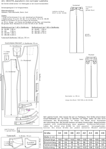 00-079 5-pocket mit normaler Leibhöhe   *