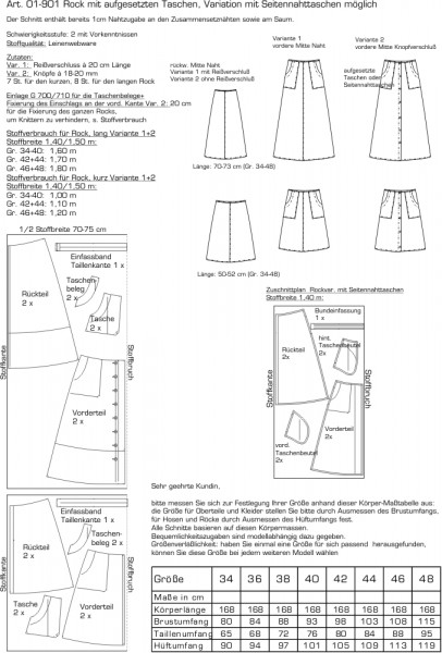01-901 Rock mit aufgesetzten Taschen