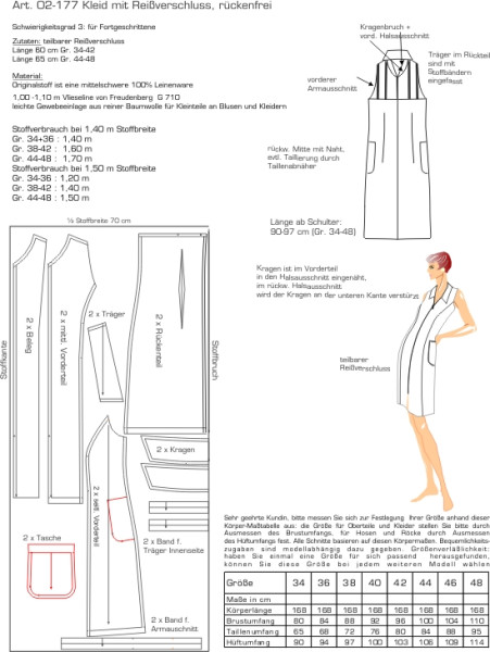 02-177 Kleid mit RV, rückenfrei