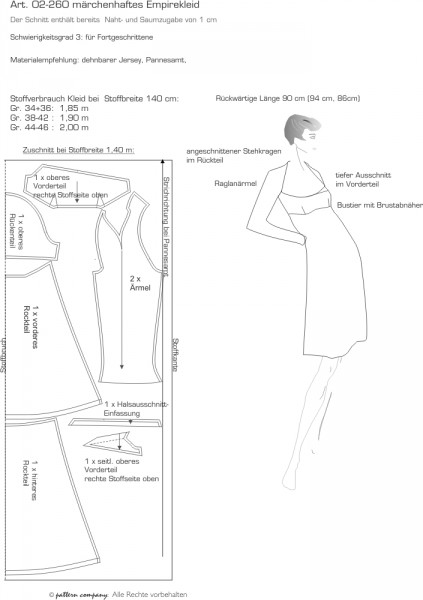 02-260  Empire Kleid aus Pannesamt