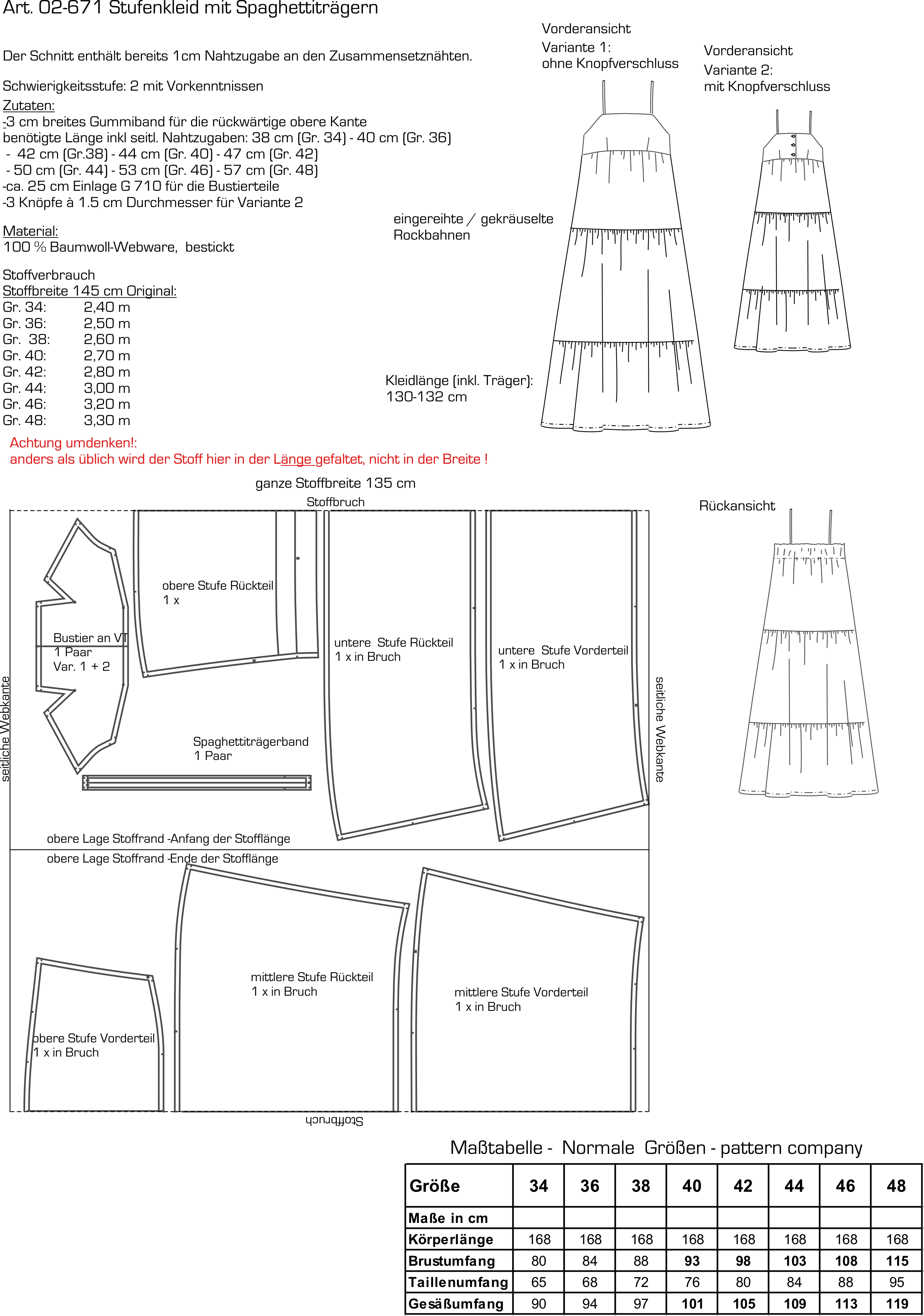 02-671 Stufenkleid mit Spaghettiträger