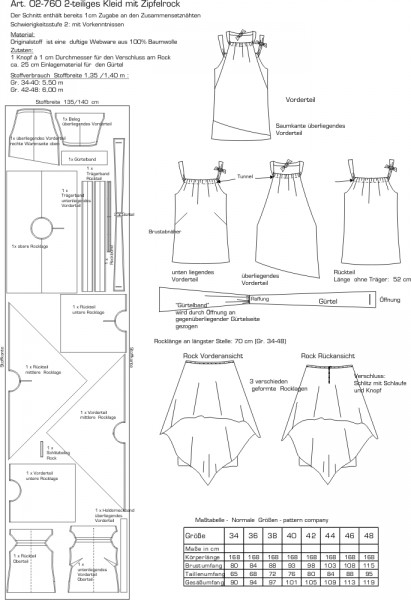 02-760 2-teiliges Kleid mit Zipfelrock