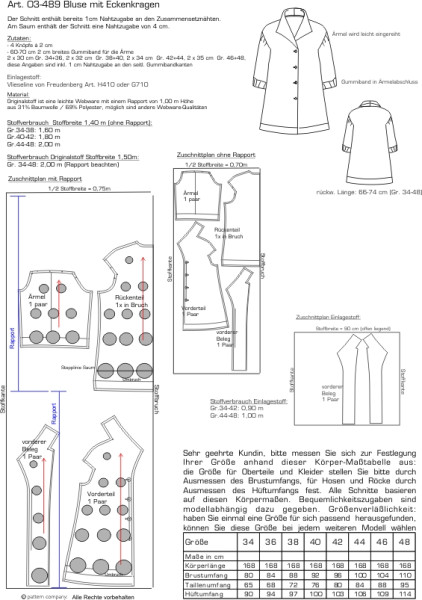 03-489  Bluse mit Eckenkragen