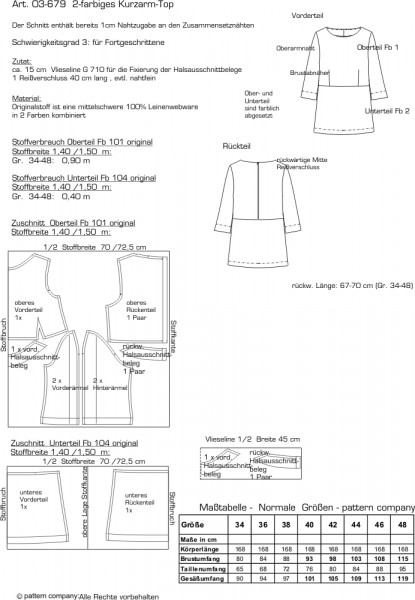 03-679 2-farbiges Kurzarm-Top