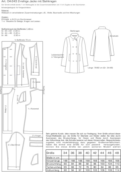 04-243 2-reihige Jacke mit Stehkragen