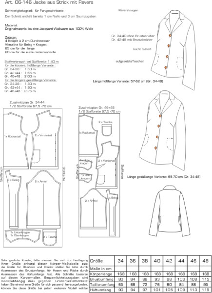 06-146 Jacke aus Strick mit Revers        *