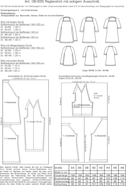 Art. 06-935 Raglanshirt mit eckigem Ausschnitt