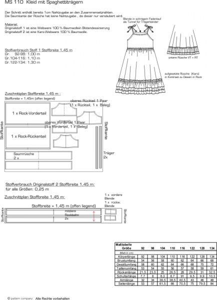 MS 110 Spaghetti-Trägerkleidchen Gr. 92-134