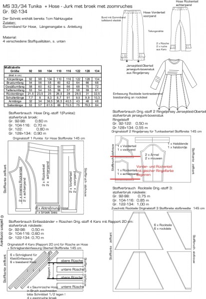 MS 33+34 Tunika und Hose  - Gr. 92-134